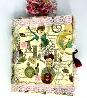 Alice In Wonderland Slow Stitch Junk Journal Scrapbook Handmade