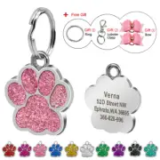 Glitter Paw Personalised Dog ID Tag Cat Pet Custom Name Engraved Free for Collar