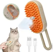Lumewave Steam cat brush, spray cat brush, long handle dog brush, pet massage brush, knotting and hair removal, pet cleaning comb White (Light brown)