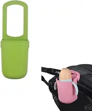 1PCS Stroller Silicone Cup Holder,Universal Stroller Cup Holder,Removable Water Bottle Holder for Outdoor,Silicone Storage Bag Drink Holder for Wheelchair,Scooters, Baby Bottle Holders (Green)