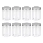 8Pcs 300ml Clear Plastic Jars with Silver Lid Food Storage Container for Kitchen