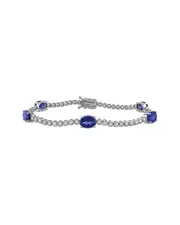 Created Forever 18K 6.13 ct. tw. Lab-Grown Diamond & Lab-Grown Blue Sapphire Station Bracelet