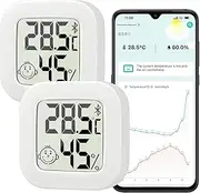 Niome 2Pack Indoor Thermometer Bluetooth Smart Digital Humidity Gauge Meter Portable Mini Temperature Humidity Monitor Celsius Fahrenheit Switch with Air Comfortable Icon for Home Greenhouse Baby Room