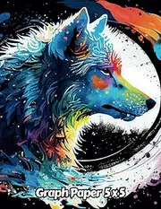 Abstract Wolf Graph Paper 5x5: 5 Squares per Inch Grid Paper | Gift For People Who Love Forest Animals, Wildlife Animal Lovers | For Back To School, Office, Work | 8.5 x 11 Inches | 111 Pages | v9