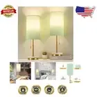 Small Stylish Desk Lamps Set for Bedrooms - Marble Base & Eye Care Shade