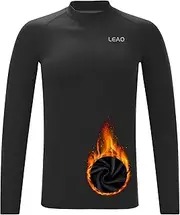 LEAO Youth Boys Compression Shirt Long Sleeve Fleece Quick Dry Sports Baselayer Soccer Baseball Basketball Undershirt