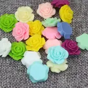 20 Mixed Color Rose Flower Flatback Resin Cabochon 20mm DIY NO Hole