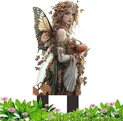Fairy Figurines, Garden Stakes, Acrylic Flat Fairy Plant Pot Decorations, Flower Pot Decorations, Small Garden Gnome Figurines for Desk Ornament, Flat Plant Pot Fairies, Fairy Ornaments