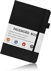 B6 Clever Fox Password Book with alphabetical tabs,Internet Address Organizer Logbook for Website Logins&Internet Address Password Organizer (Black)