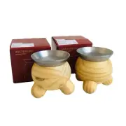 2 IKEA VINTERFINT Candle Holder-Pine wood & Aluminum Candle Holder4.5"x4" E1-193