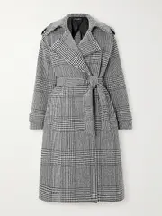 [Dolce & Gabbana] Dolce & Gabbana - Double-breasted Belted Prince Of Wales Checked Wool-blend Trench Coat - Gray - IT44 IT 44 Gray