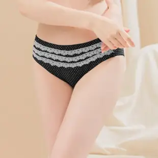 【可蘭霓Clany】氣質點點蕾絲M-XL透氣台灣製三角女內褲(神秘黑 5395-63)