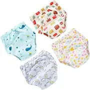 Abaodam Cotton Training Pants 4 Pcs Baby Diapers Washable Breathable 6-layer Diaper 12-18 Kg Size l Learning Pants for Toddlers
