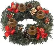 Christmas Advent Wreath, 12In Christmas Wreath Candlestick, Artificial Candle Rings Wreaths, Ribbon Christmas Wreath Advent Rings Candle Holder Table Centerpiece