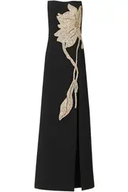 [Costarellos] FARA CREPE CRYSTAL GOWN FR 40 YELLOW