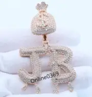 Men's Genuine Moissanite JB Letter with Bail Pendant Rose Gold Plated Silver