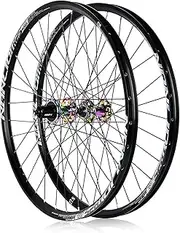 MirOdo Mountain Bike Wheelset 26/27.5/29″ Aluminum Alloy Dual Wall Rims 32H 360 Clicks QR-100/135mm Disc Brakes Front 2 Rear 4 Bearing HG Freehubs XC Wheels for 8-12 Speed