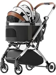 Dog Stroller for Medium Small Dogs, Separable Pet Cat Dog Stroller Trolley Travel Carrier with Cup Holder, Pet Strollers Foldable Dog Pram Pushchair with Rain Cover(Cow)