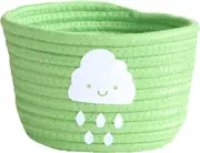 Cute Woven Storage Basket Toys Desktop Organizer Sundries Storage Box Home Storage Organization For Home Livingroom Shelf Baskets (green)(1pc