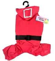 New* Squid Game Dog Bodysuit Masked Soldier Costume- Jumpsuit - Size Medium, Red