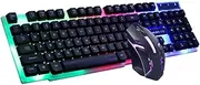 Gaming Keyboard and Mouse, Wired Gaming Keyboard & Mouse Set USB Wired Gtx300 Combo - Led Backlit Mechanical for Pc/Laptop (Black)