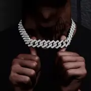 Men Silver Plated Miami Cuban Link Chain Necklace Bracelet SET Iced Hip Hop 14mm