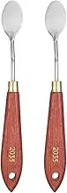 uxcell 2pcs Palette Knife Painting Tool 1.57" x 0.79" Stainless Steel Teardrop Blade 7.48" Length Spatula Painting Pallet Knives with Hole Beech Wood Handle for Acrylic Canvas, Red/Silver