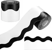 Scalloped Classroom Borders for Bulletin Board Wavy Line Black and White Bulletin Board Borders Trim for Desks Locker Home School Classroom Decor