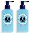 New 2x 250ml L'Occitane Sensitive Skin Shower Cream Shea Body Wash Pump Bottle