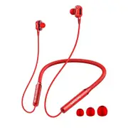 HE05PRO Bluetooth earphone Earbud Magnetic Earphone with Microphone Neckband Headset IPX5 Sport Waterproof - Red
