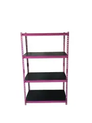 Shelving - 4 levels with black laminated decks (Supports 350 kg/shelf) - Pink