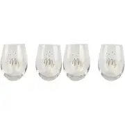 2x 2pc Urban 12cm Mr Mrs Wine Glass Stemless Drinking Cup Glassware Tumbler Gold