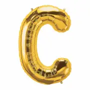 C Shaped Gold Mylar Balloon 34In, Party Decor, 1 Piece