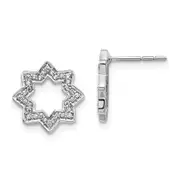 14k White Gold Real Diamond Fancy Star Earrings