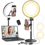 10“ Desk Ring Light with Stand, Desktop LED Circle Halo Light with Phone Hold...