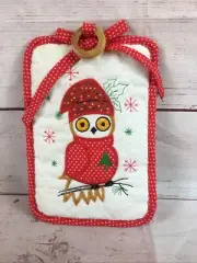 Vintage Christmas Owl Pot Holder Wood Ring