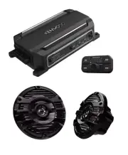 Kenwood KAC-M5024BT 600W 4 Channel Marine Amp Bluetooth + Pair 6.5" Speakers