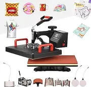MEFESE Multifunctional 8 in 1 Heat Press Machine 360° Rotatable Hot Transfer Sublimation Digital Pressing Maker for T-Shirt Mug Hat Plate Pillow Bag 39 X 30cm/ 15 X 12 Inch