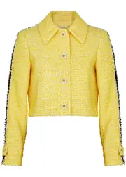 Alice + Olivia Tammy Striped Tweed Jacket - Yellow - L (UK14 / L) L (UK14 / L)