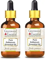 Greenwood Essential Pure Galbanum Essential Oil (Ferula gummosa) with Glass Dropper Steam Distilled for Personal Care (Pack of Two) 100ml X 2 (6.76oz)