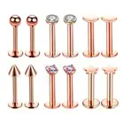 12 Pieces Stainless Steel Nose Ring Bar Nose Stud Lip Labret Piercing Jewelry