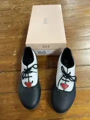 S0327L Bloch Chloe and Maude Black and White Leather Tap Shoes 4M