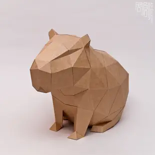問創設計 DIY手作3D紙模型 禮物 擺飾 小動物系列 -翹屁屁水豚