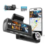 True 4K Dash Cam Front and Rear, Free 64GB Card, 2160P WiFi Dash Camera for C...