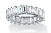 EMERALD CUT CZ ANNIVERSARY RING BAND PLATINUM STERLING SILVER 6 7 8 9 10