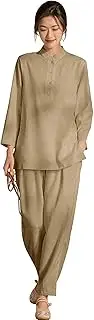[NOBRIM] Womens Tai Chi Uniform Chinese Traditional Cotton Tai Chi Clothing for Casual Zen Meditation Morning Martial Arts Excerises Outfit