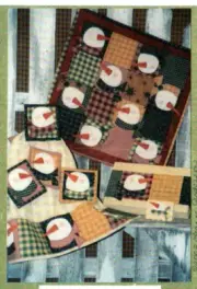 Tic Tac Snow Wall Quilt Pattern Folksy Snowmen Wearing Scarves