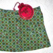 NWT Oilily 110 EU Size 5 Girl Button-Up Shiver Skirt – Turquoise Green Red Print