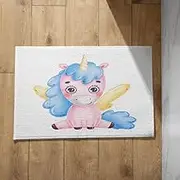 Walking Floor Mat, Ultralight Entrance Large Size Cartoon Cute for Children, Unicorn, Outdoor, Patio, Entrance, Indoor, Washable, 45 x 75 cm,