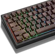 LQXQ PBT Keycaps, 135 Keys Cherry Profile Shine Through Custom Keycaps, Side Print ANSI US Double Shot for Mechanical Keyboard, Walnut Textures